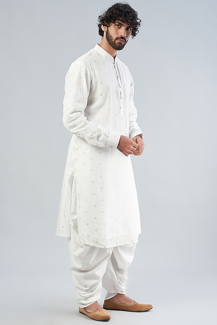 Ivory Dupion Silk Dhoti Pants by RNG Safawala Men