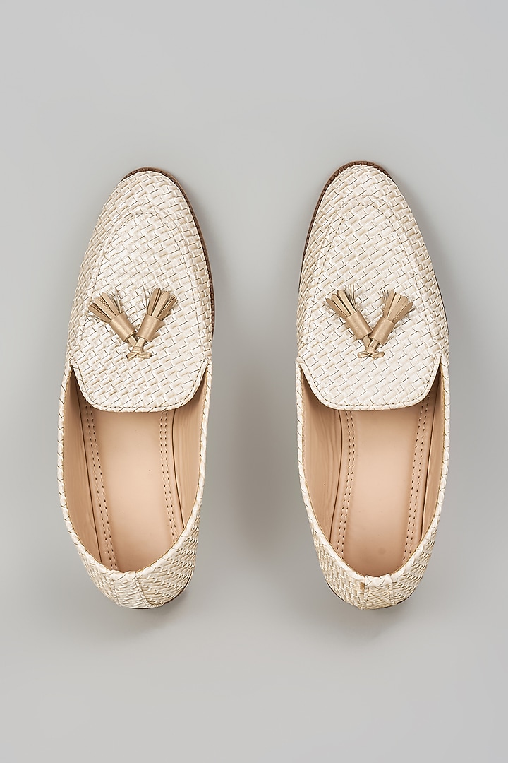 Off-White Grain Leather Shoes by RNG Safawala Men