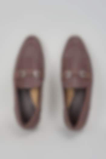 Brown Grain Leather Shoes by RNG Safawala Men