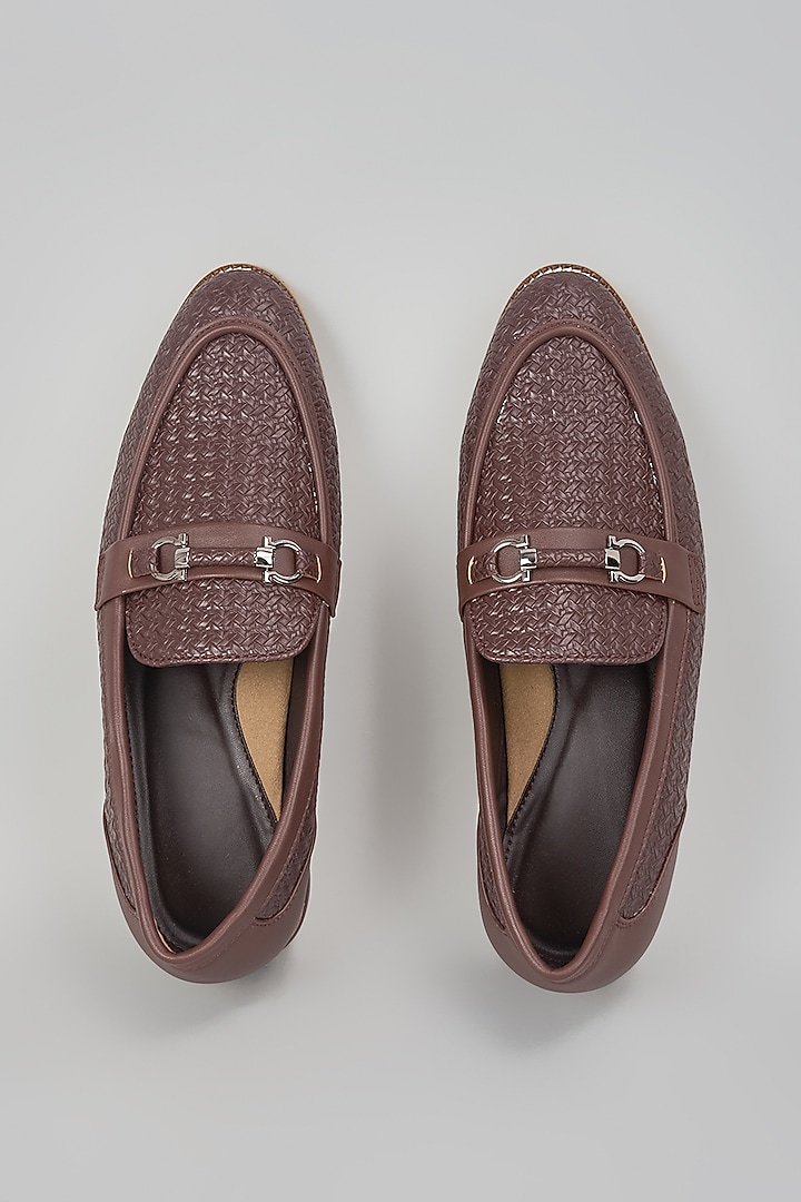 Brown Grain Leather Shoes by RNG Safawala Men