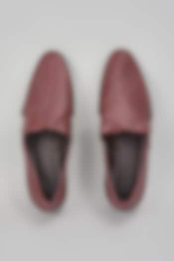 Brown Grain Leather Slip-On Peshwari by RNG Safawala Men