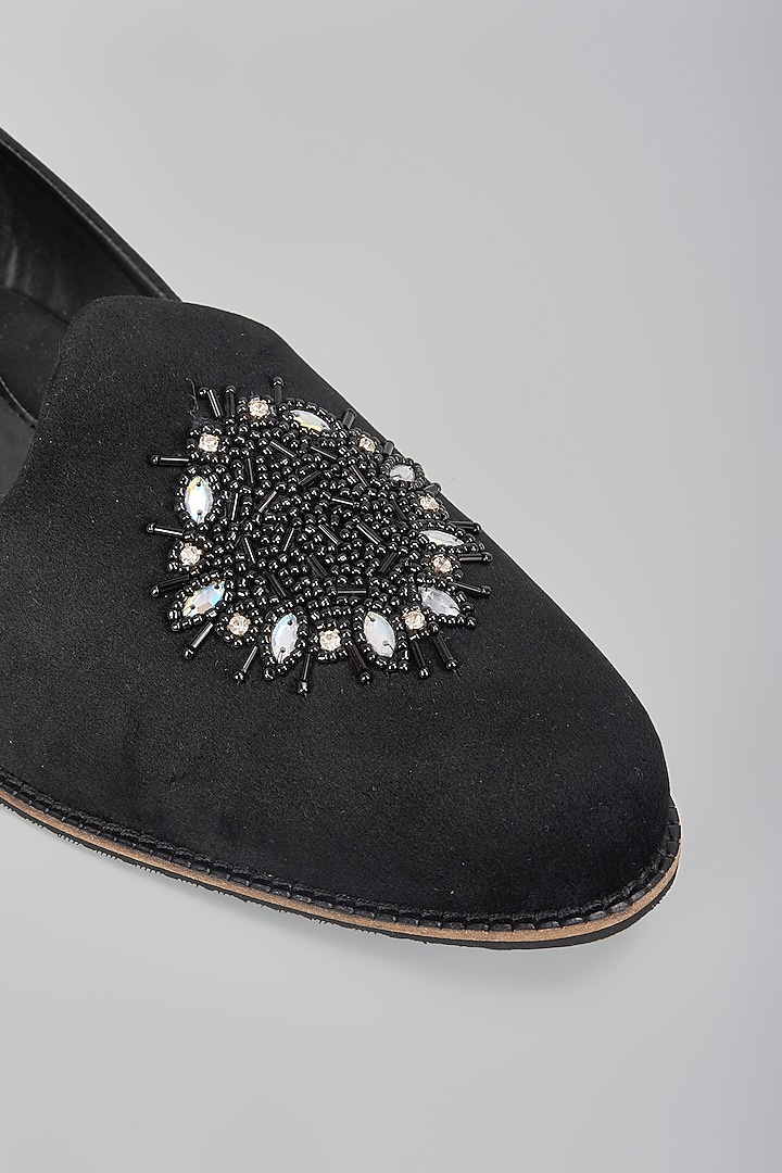 Black Suede Hand Embroidered Slip-On Loafers by RNG Safawala Men at Pernia's Pop Up Shop