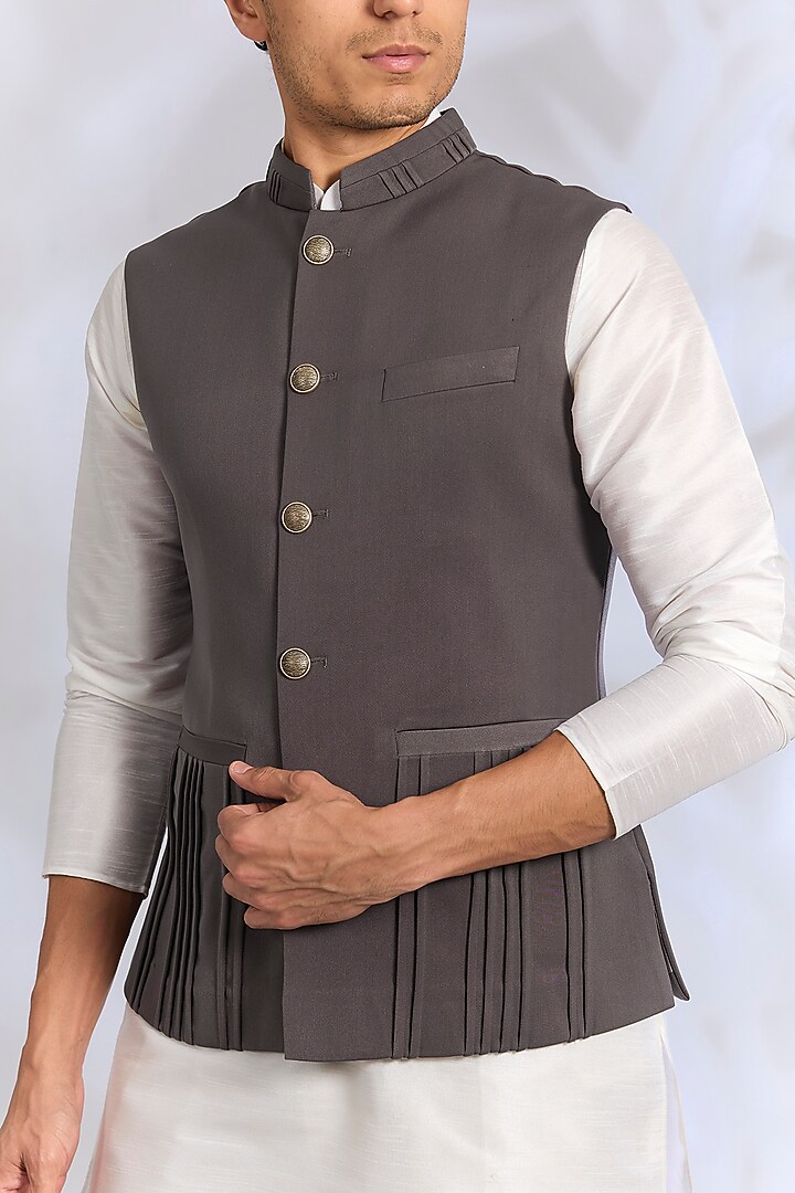 Grey French Terry Bundi Jacket by RNG Safawala Men at Pernia's Pop Up Shop