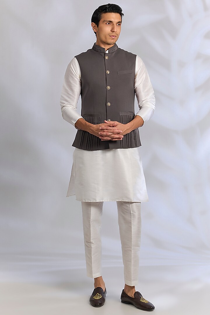 Grey French Terry Bundi Jacket by RNG Safawala Men at Pernia's Pop Up Shop