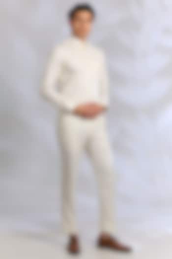 Off-White Crepe Silk & French Terry Pant Set by RNG Safawala Men at Pernia's Pop Up Shop