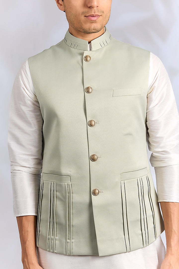 Pista Green French Terry Bundi Jacket by RNG Safawala Men at Pernia's Pop Up Shop