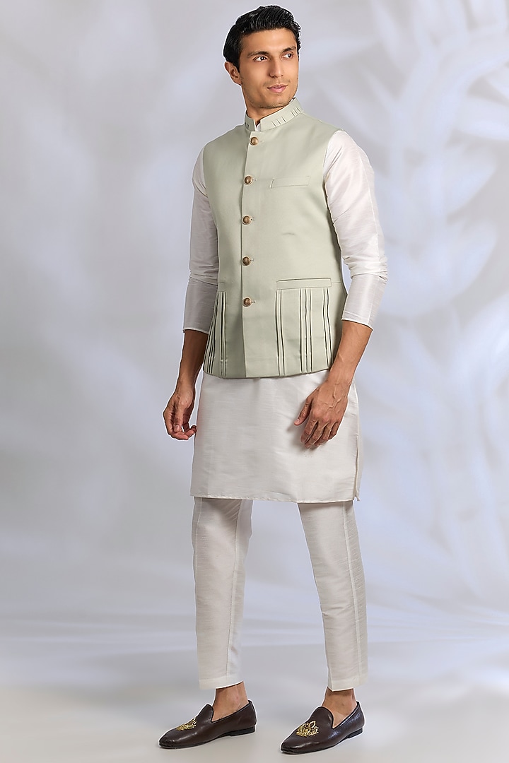 Pista Green French Terry Bundi Jacket by RNG Safawala Men at Pernia's Pop Up Shop