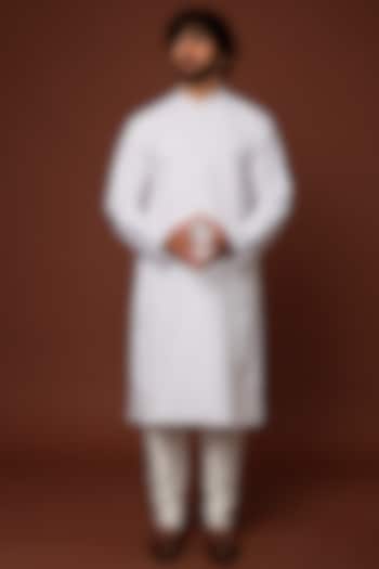 Ivory Cotton Sequins Embroidered Kurta Set by RNG Safawala Men at Pernia's Pop Up Shop
