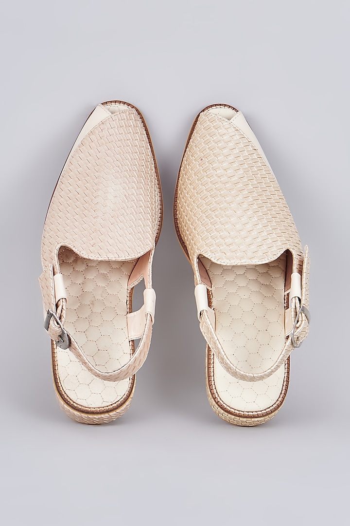 White Leather Slip-On Mules by RNG Safawala Men