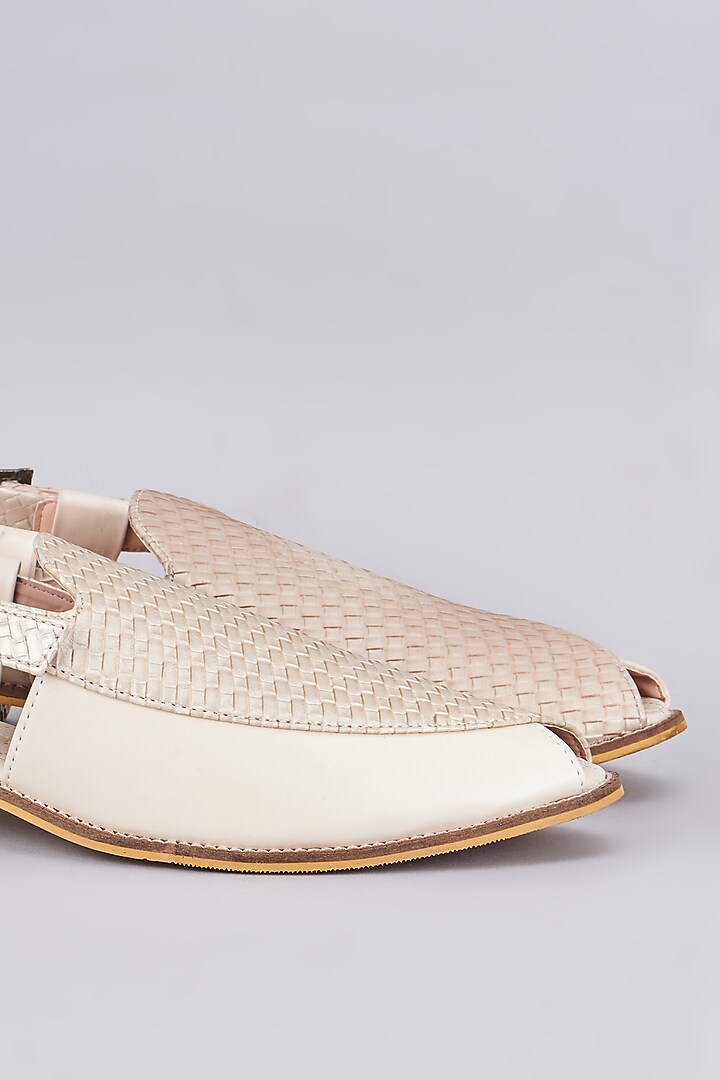 White Leather Slip-On Mules by RNG Safawala Men at Pernia's Pop Up Shop