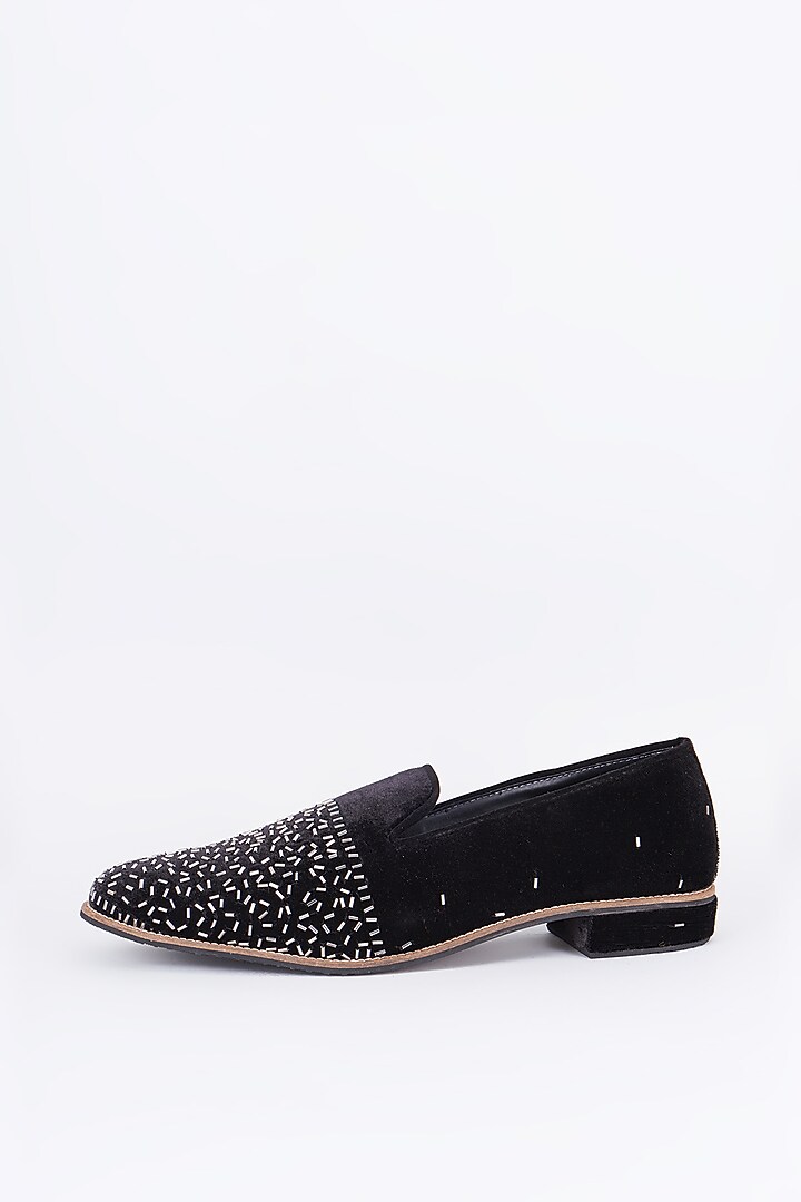Black Suede Embroidered Loafers by RNG Safawala Men at Pernia's Pop Up Shop