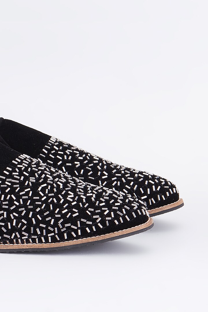 Black Suede Embroidered Loafers by RNG Safawala Men at Pernia's Pop Up Shop