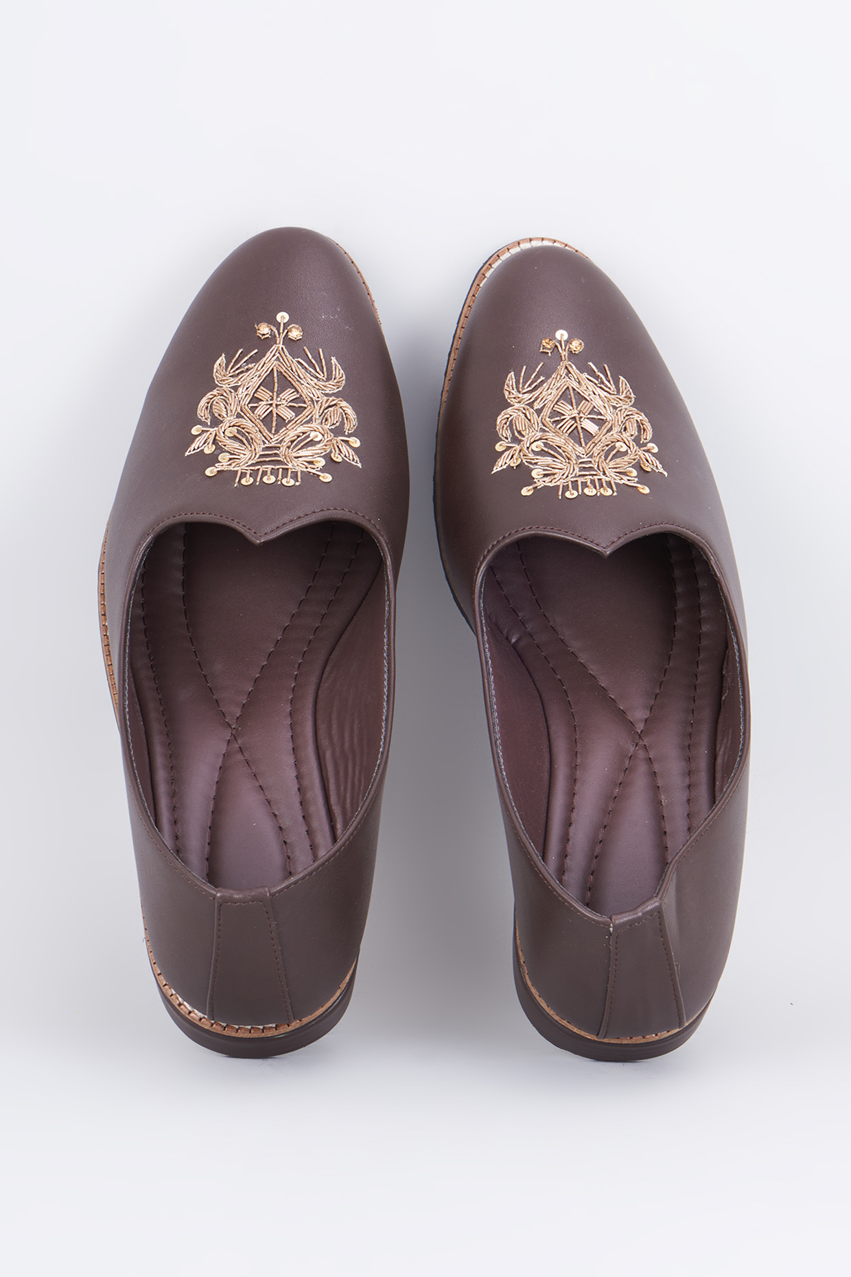 Charcoal Grey Leather Embroidered Juttis by RNG Safawala Men