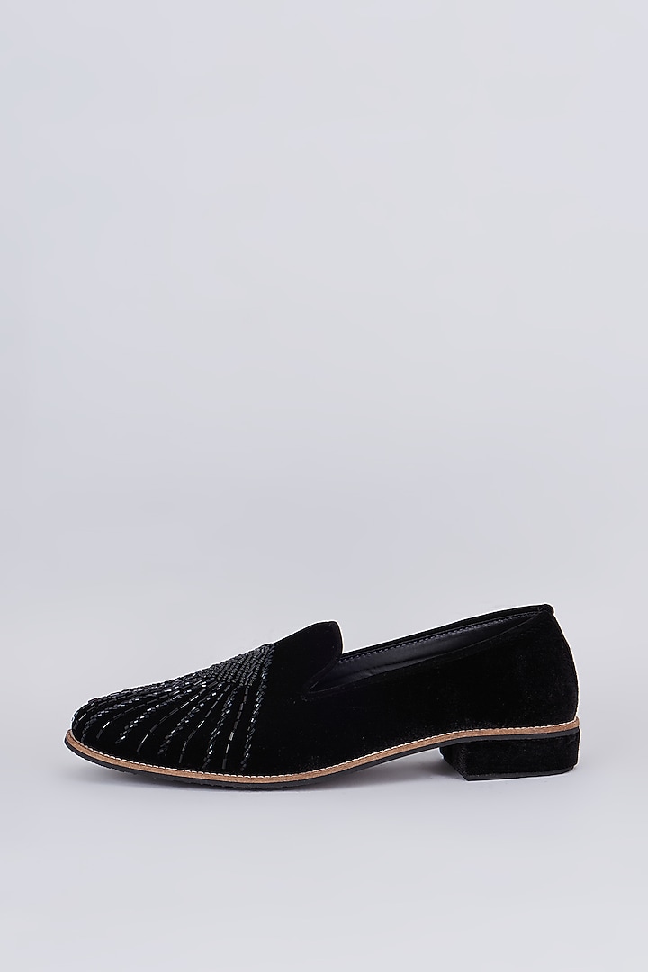 Black Suede Embroidered Loafers by RNG Safawala Men at Pernia's Pop Up Shop