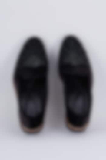 Black Suede Embroidered Loafers by RNG Safawala Men at Pernia's Pop Up Shop