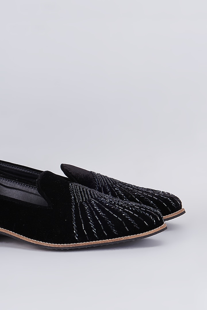 Black Suede Embroidered Loafers by RNG Safawala Men at Pernia's Pop Up Shop