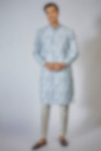 Off-White Cotton Silk Embroidered Kurta Set by RNG Safawala Men