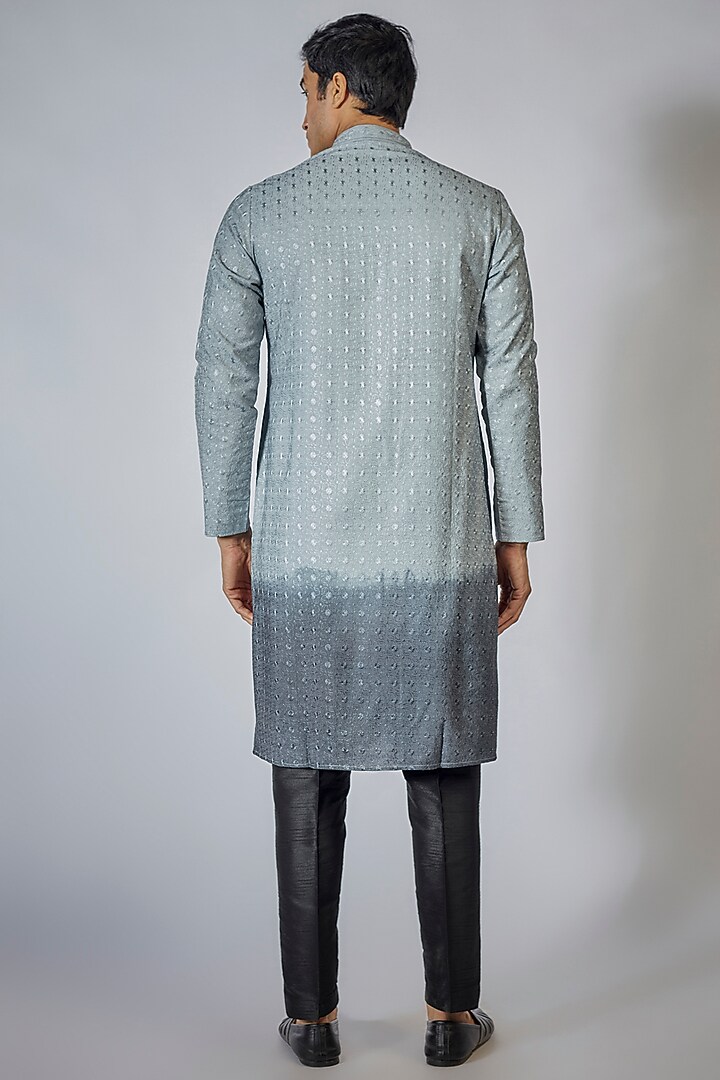 Blue Ombre Georgette Embroidered Kurta Set by RNG Safawala Men at Pernia's Pop Up Shop