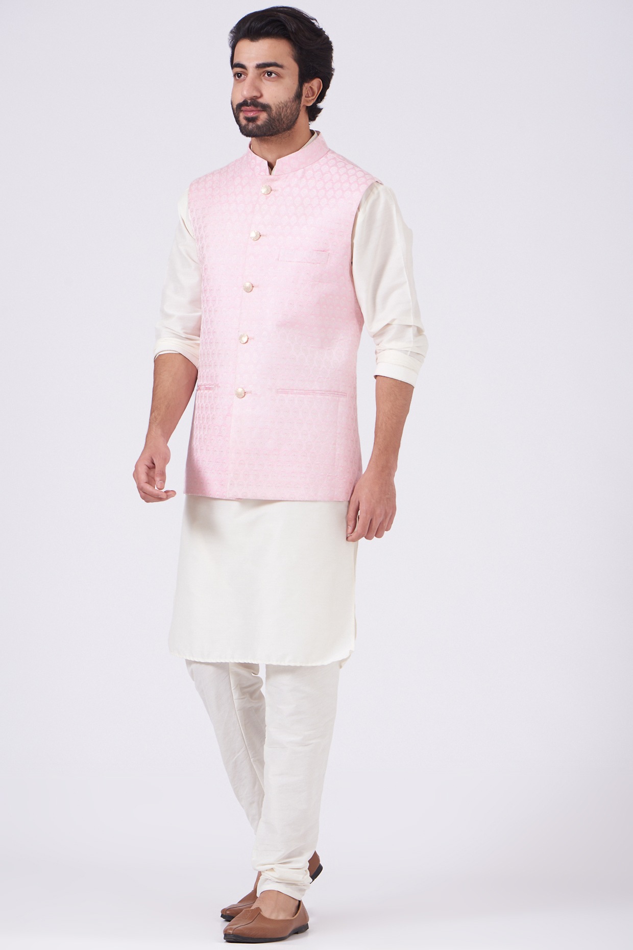 Pink Silk Ethnic Jacket for Men | Buy Sequin Embellished Jacket Online by  Rajubhai Hargovindas Color Pink SizeKurta 40