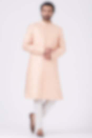 Salmon Pink Embroidered Achkan Set by RNG Safawala Men