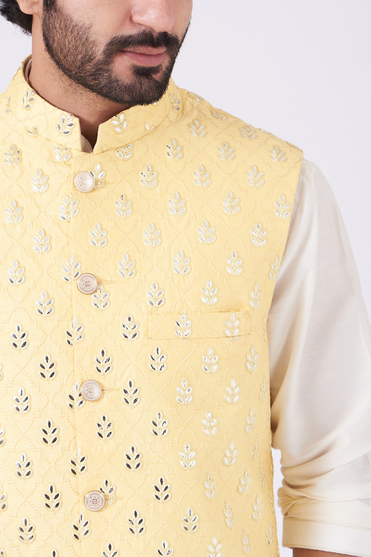 Buy Men Yellow Solid Nehru Jacket Online - 633048 | Peter England