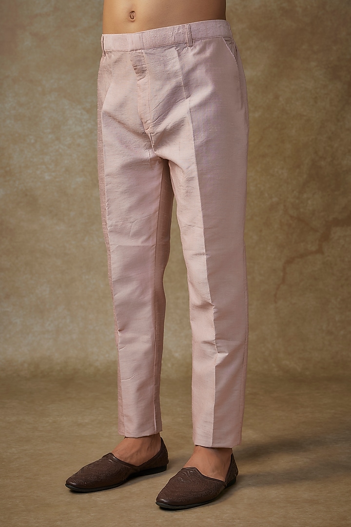 Mauve Pink Raw Silk Thread Embroidered Wedding Indowestern Set by RNG Safawala Men at Pernia's Pop Up Shop