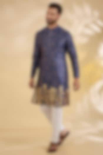 Purple Cotton Silk Printed Kurta Set by RNG Safawala Men at Pernia's Pop Up Shop