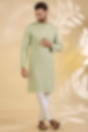 Pista Green Silk Sequins Embroidered Kurta Set by RNG Safawala Men at Pernia's Pop Up Shop