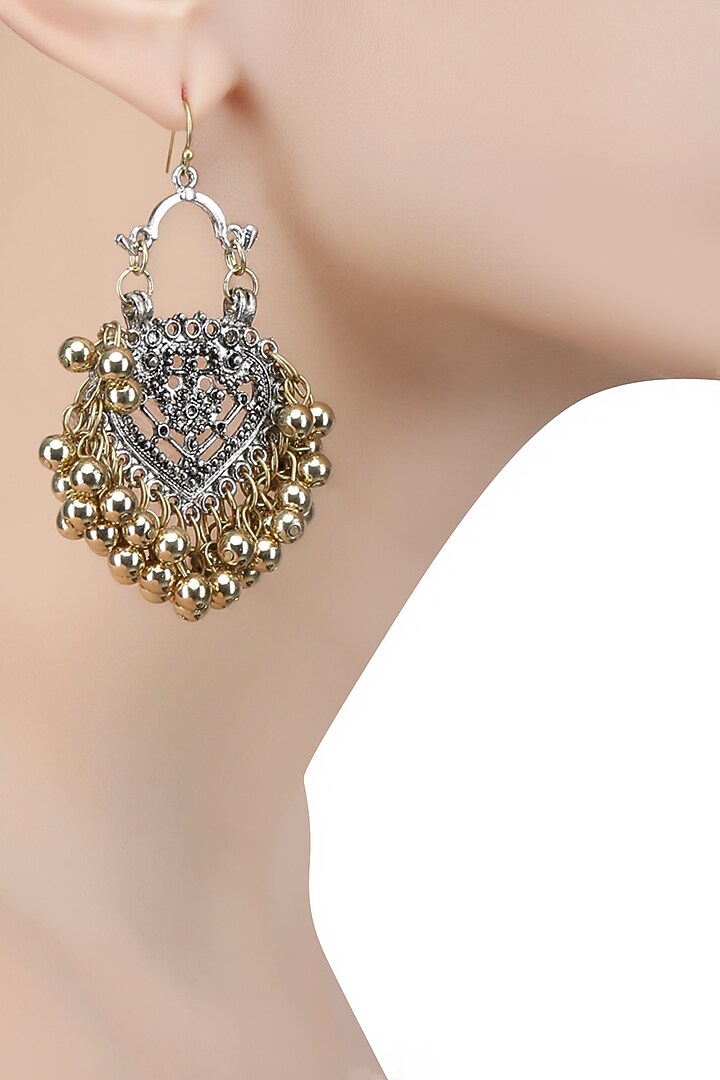 Ritika Sachdeva presents Silver plated embossed mini paan earrings available only at Pernia's Pop Up Shop.