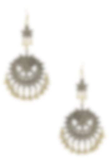 Silver Plated Cutwork Motif Gold Ghungroo Earrings by Ritika Sachdeva