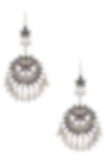 Silver Plated Meena Cutwork Earrings by Ritika Sachdeva