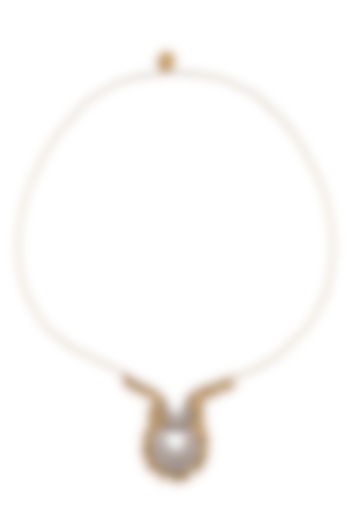 Gold And Silver Finish Twin Crescent Shaped Pendant Drop Necklace by Ritika Sachdeva