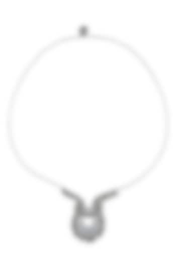 Silver Finish Twin Crescent Shaped Pendant Drop Necklace by Ritika Sachdeva
