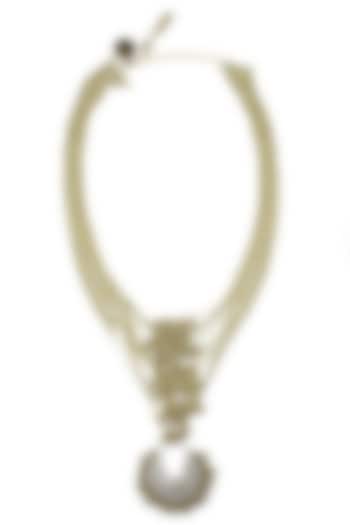 Antique gold and silver crescent ghungroo multiple strand necklace available only at Pernia's Pop Up Shop.