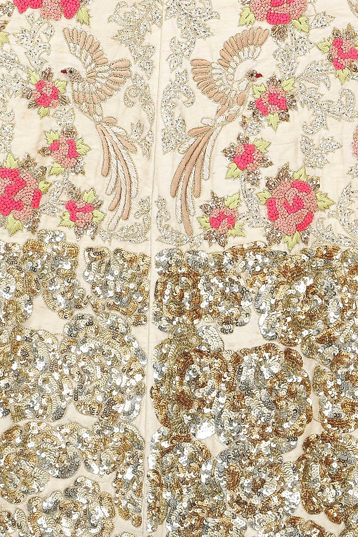 Champagne gold floral zardozi and sequins embroidered anarkali kurta available only at Pernia's Pop Up Shop.