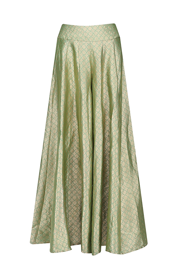 Green floral embroidered jacket and sharara pants set available only at Pernia's Pop Up Shop.