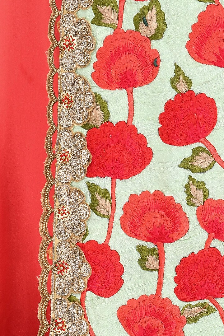 Coral tunic with apple green overlap jacket available only at Pernia's Pop Up Shop.