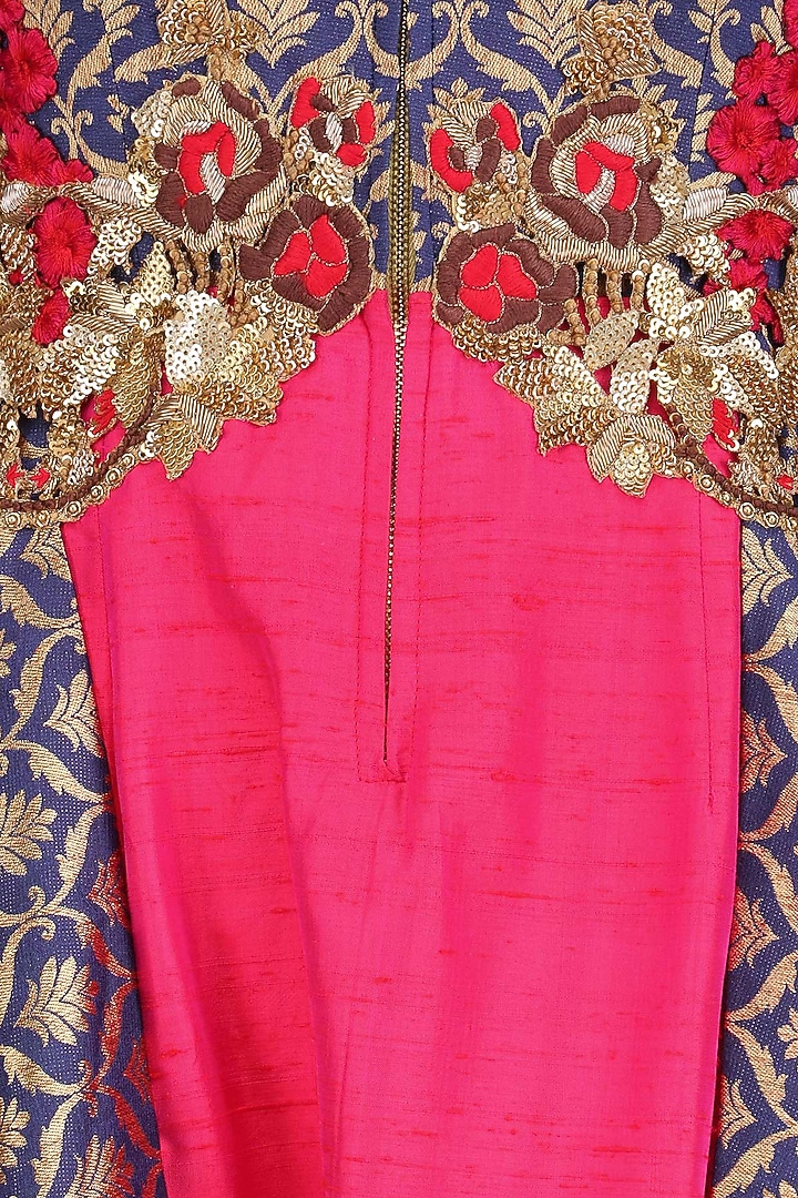 Persian blue and fuschia pink folded layer tunic available only at Pernia's Pop Up Shop.