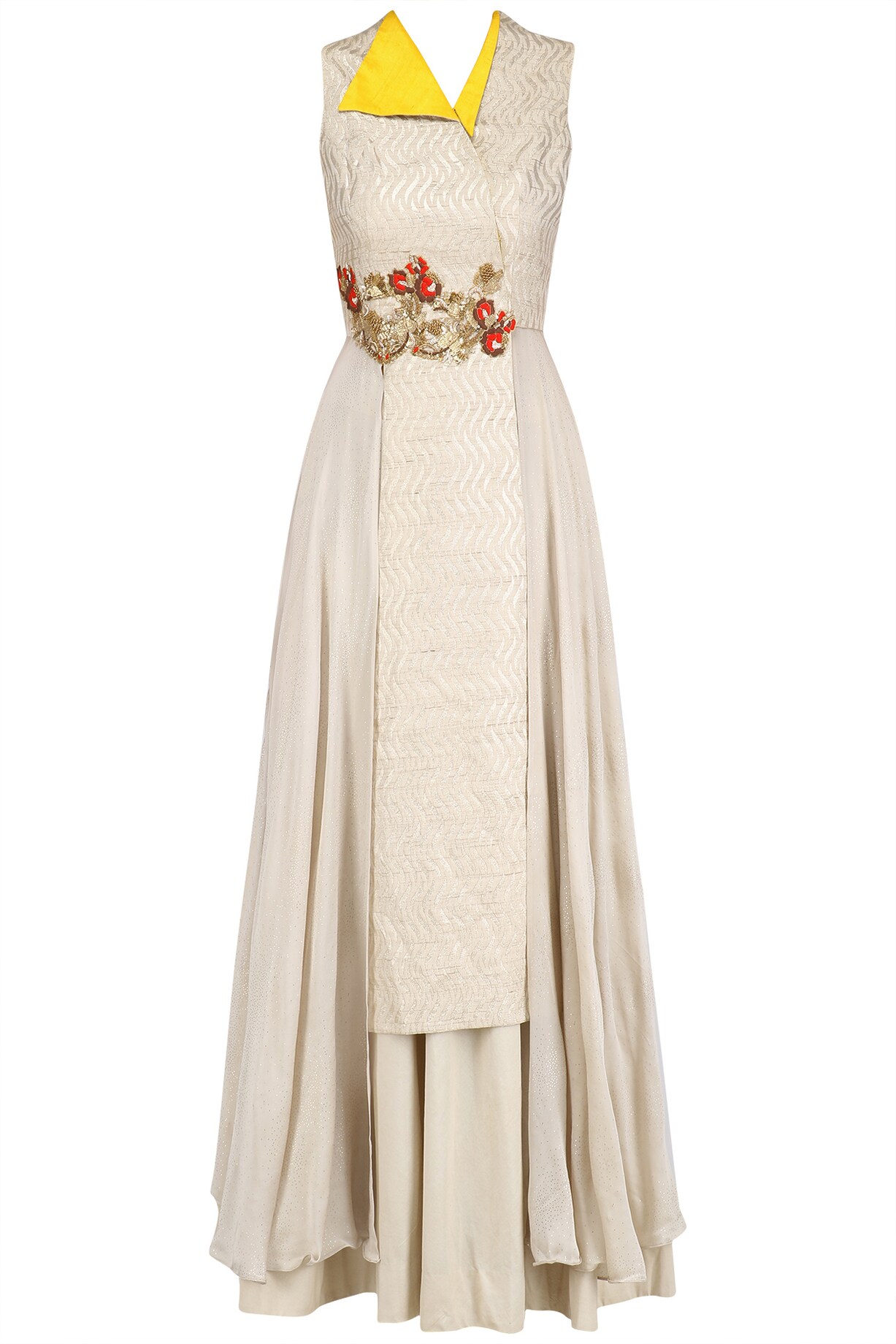 Utsavi Off White Banarasi Kurta Set