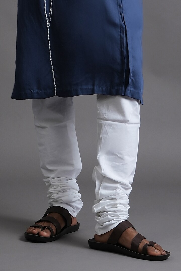 Prussian Blue Modal Satin Hand Embroidered Kurta by Ritambh at Pernia's Pop Up Shop