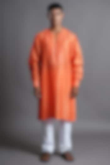 Orange Dola Silk Sequins Embroidered Kurta by Ritambh at Pernia's Pop Up Shop
