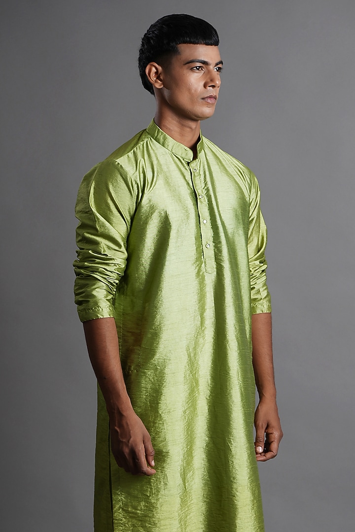 Green Dupion Silk Sequin Embellished Bundi Jacket Set by Ritambh at Pernia's Pop Up Shop