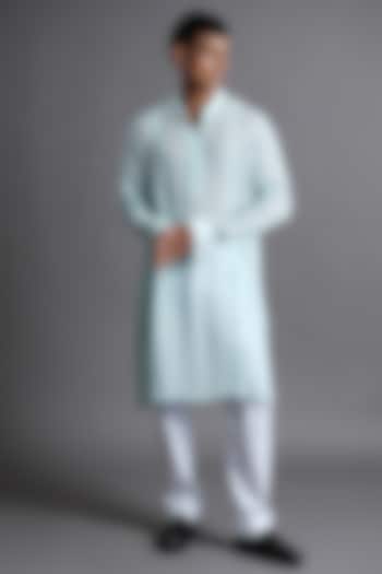 Powder Blue Georgette Embellished Kurta by Ritambh at Pernia's Pop Up Shop