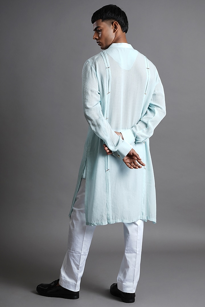 Powder Blue Georgette Embellished Kurta by Ritambh at Pernia's Pop Up Shop