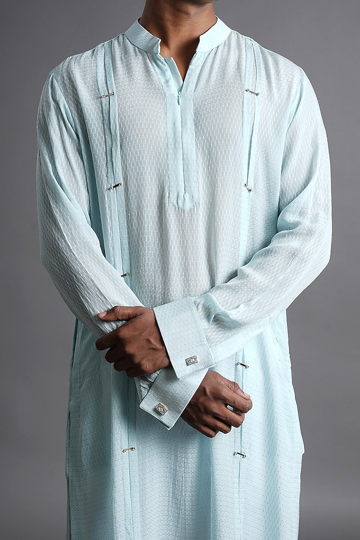 Powder Blue Georgette Embellished Kurta by Ritambh at Pernia's Pop Up Shop