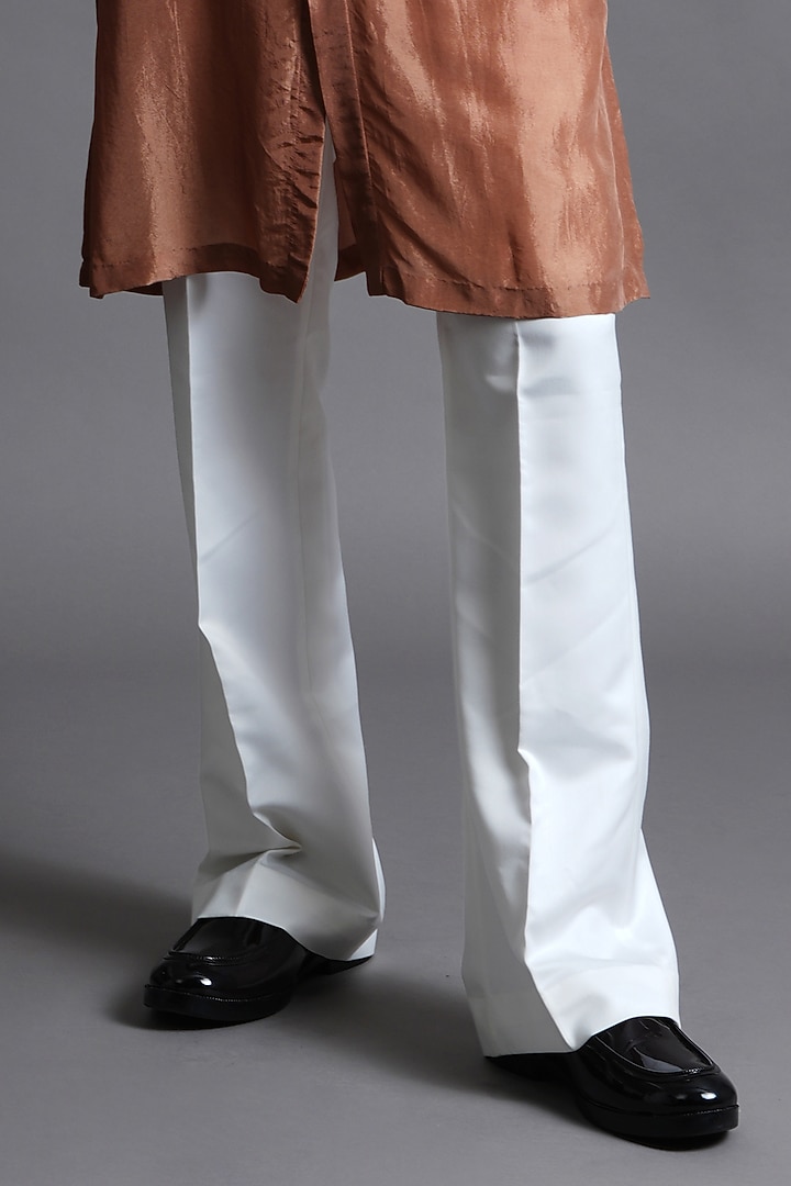 Cinnamon Brown Upada Silk Embellished Overlapped Kurta by Ritambh at Pernia's Pop Up Shop