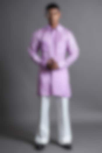 Pale Purple Upada Silk Sequins Embroidered Kurta by Ritambh at Pernia's Pop Up Shop