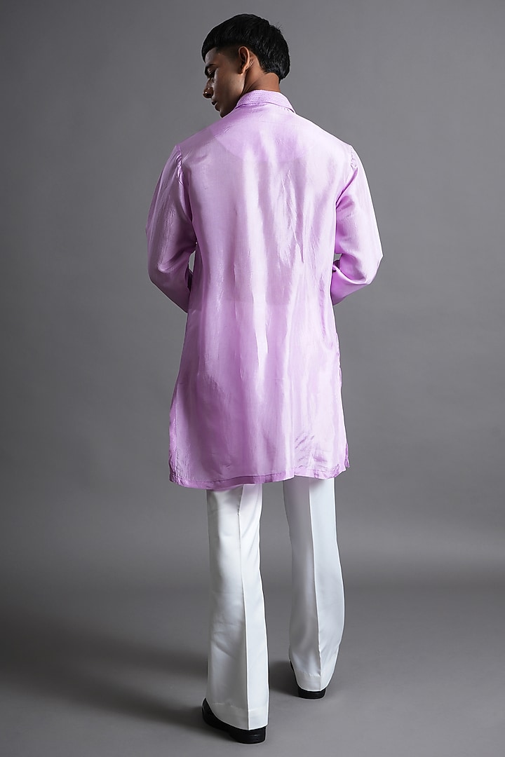 Pale Purple Upada Silk Sequins Embroidered Kurta by Ritambh at Pernia's Pop Up Shop