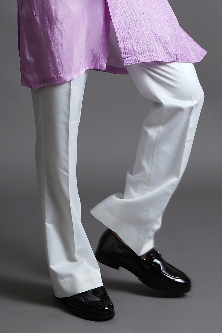 Pale Purple Upada Silk Sequins Embroidered Kurta by Ritambh at Pernia's Pop Up Shop