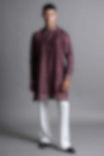 Wine Dola Silk Sequins Embroidered Kurta by Ritambh at Pernia's Pop Up Shop
